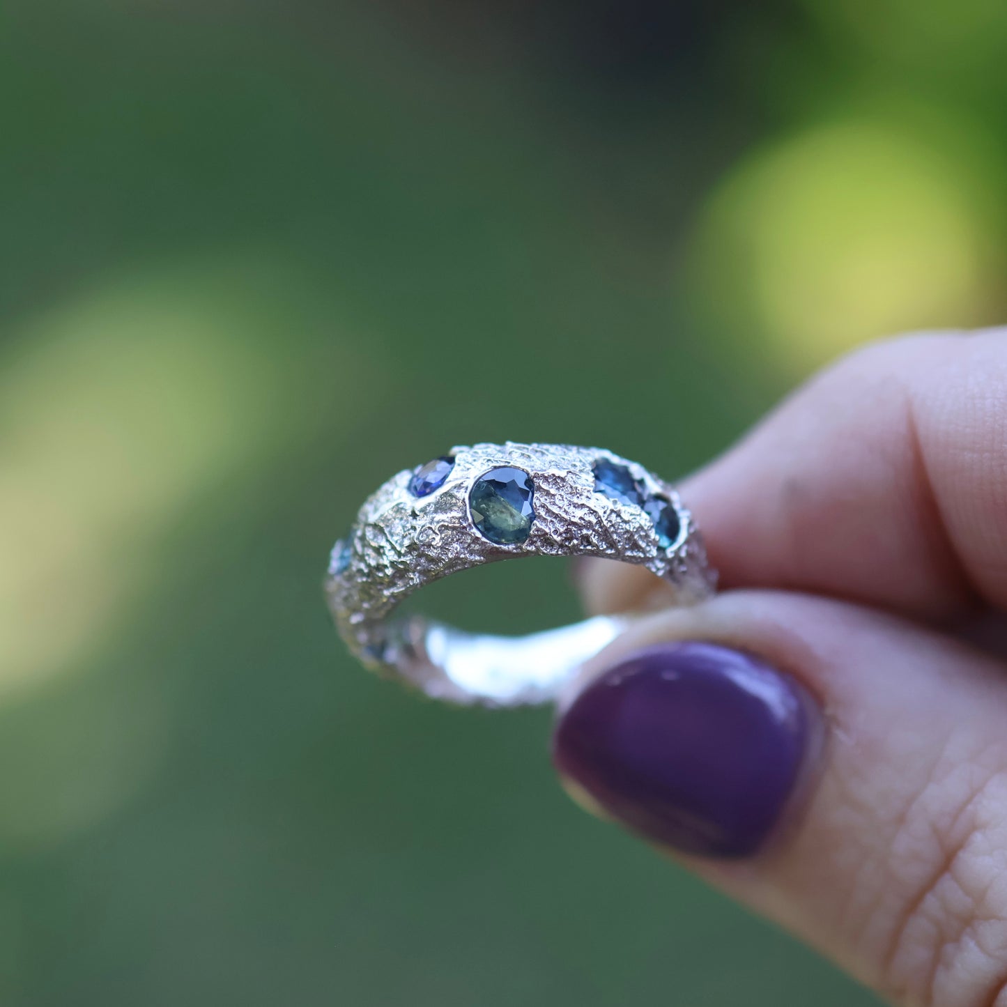 Dune Ring with Sapphires Cast in Place - 6.5