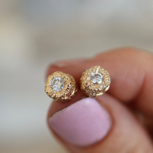 9ct gold moissanite Stud Earrings - READY TO SHIP
