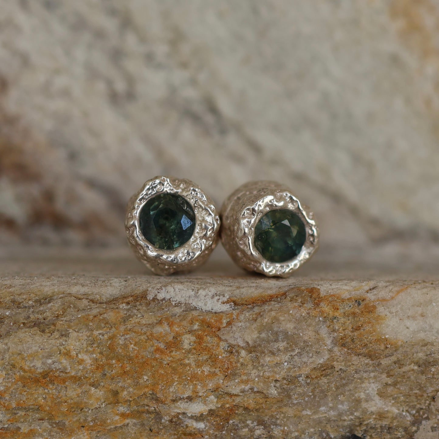 Sterling Silver Sapphire Stud Earrings - READY TO SHIP