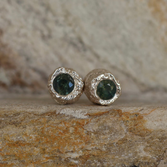 Sterling Silver Sapphire Stud Earrings - READY TO SHIP