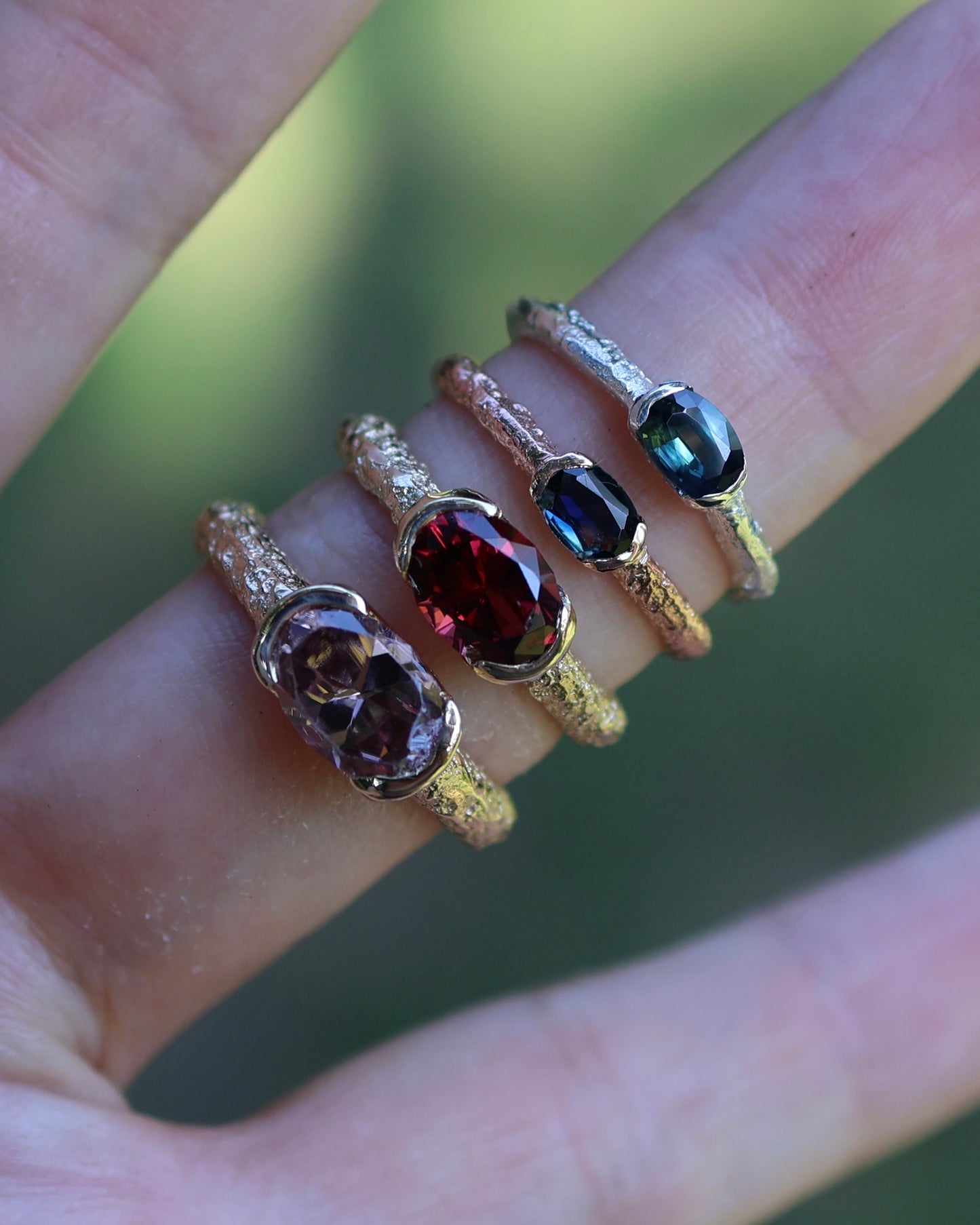 Castle Ring - PARTI SAPPHIRE - SILVER - READY TO SHIP- 6