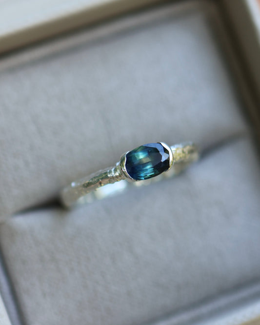 Castle Ring - PARTI SAPPHIRE - SILVER - READY TO SHIP- 6