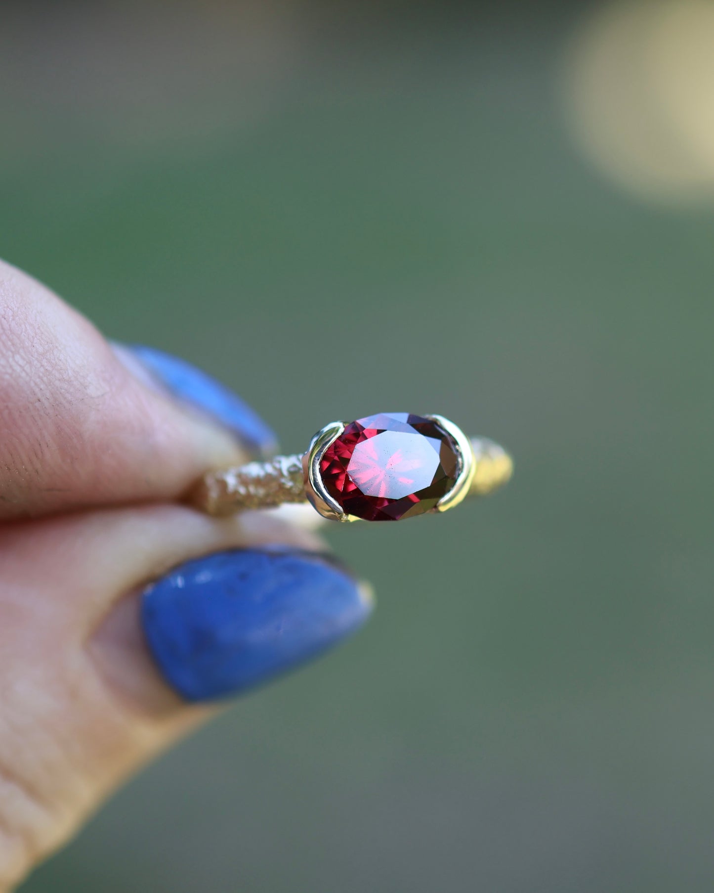 Castle Ring - GARNET - 9ct GOLD - READY TO SHIP- 6.5