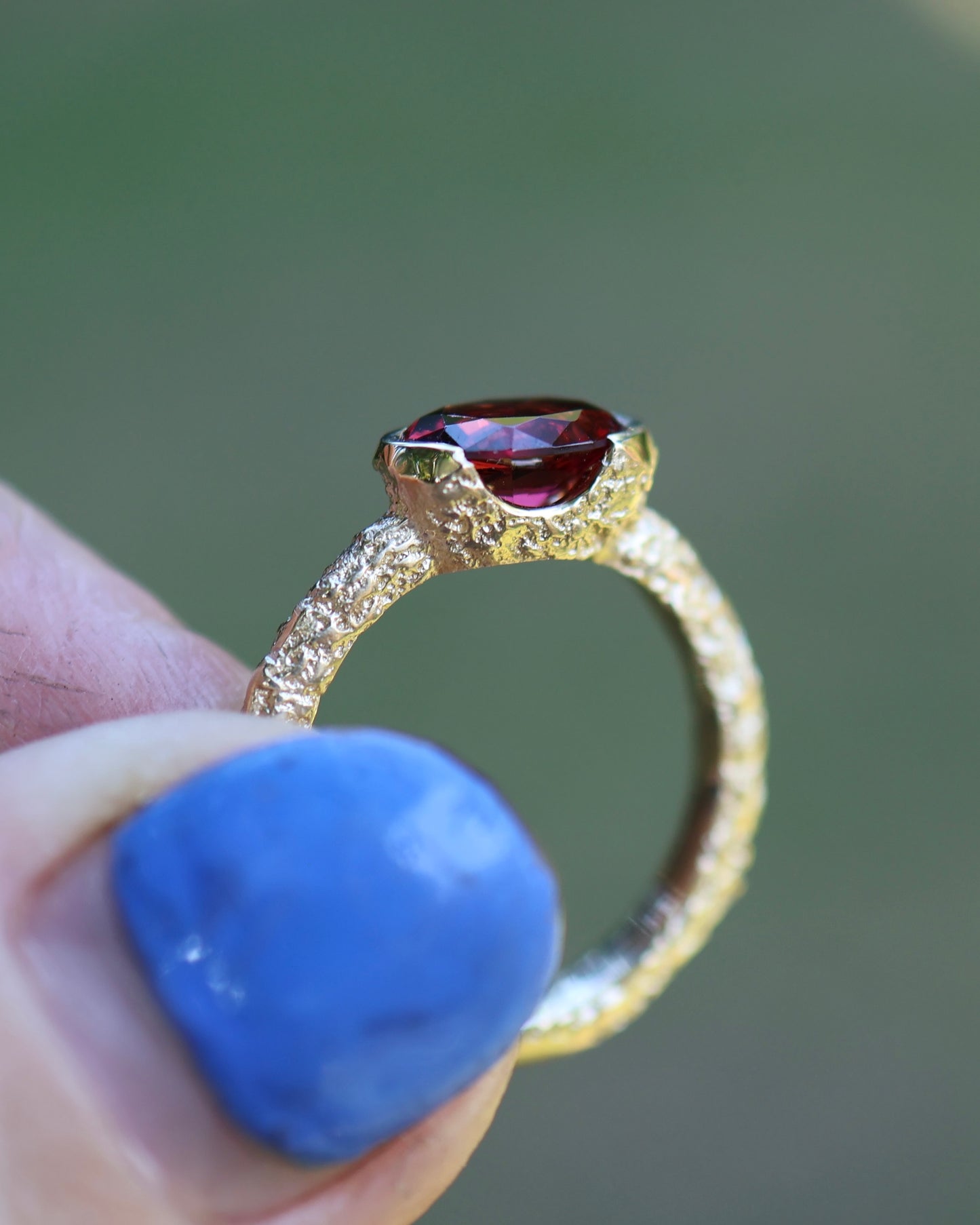 Castle Ring - GARNET - 9ct GOLD - READY TO SHIP- 6.5