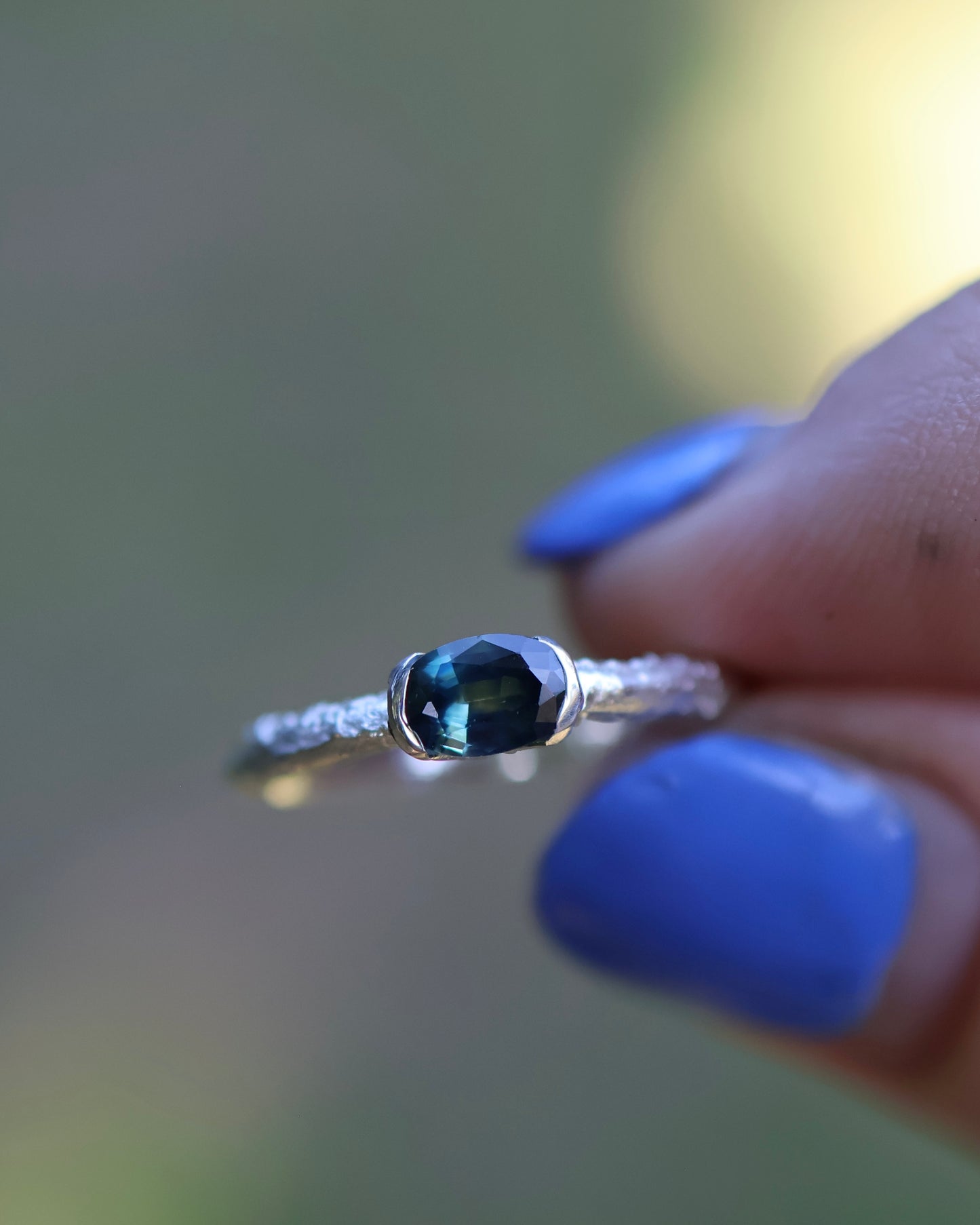 Castle Ring - PARTI SAPPHIRE - SILVER - READY TO SHIP- 6