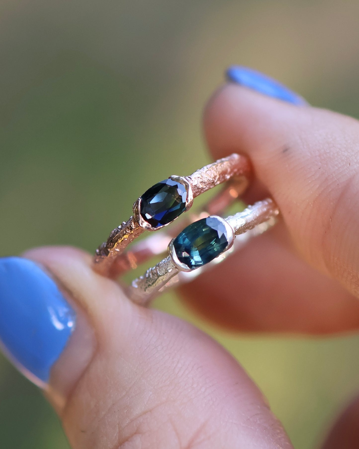 Castle Ring - PARTI SAPPHIRE - SILVER - READY TO SHIP- 6