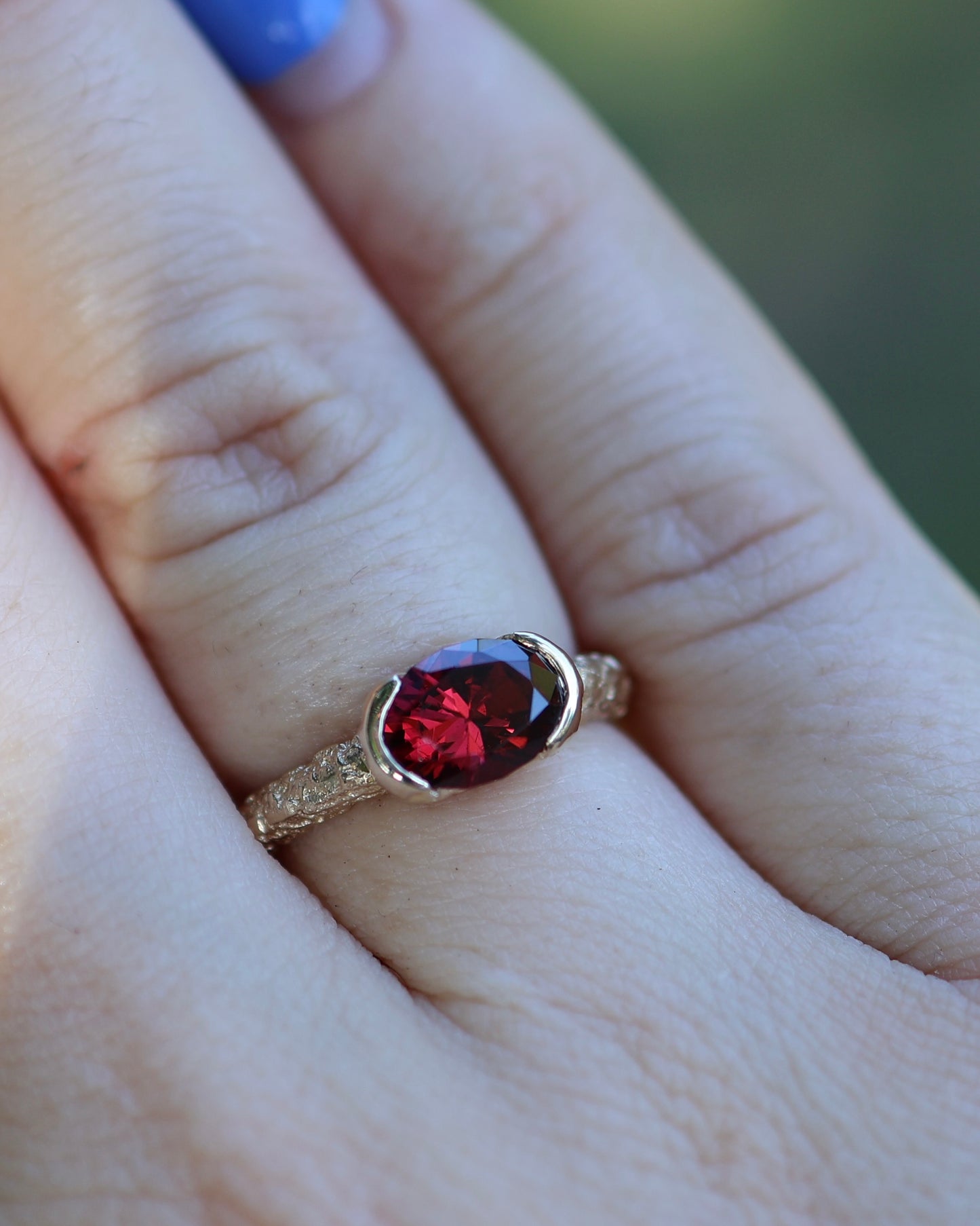 Castle Ring - GARNET - 9ct GOLD - READY TO SHIP- 6.5