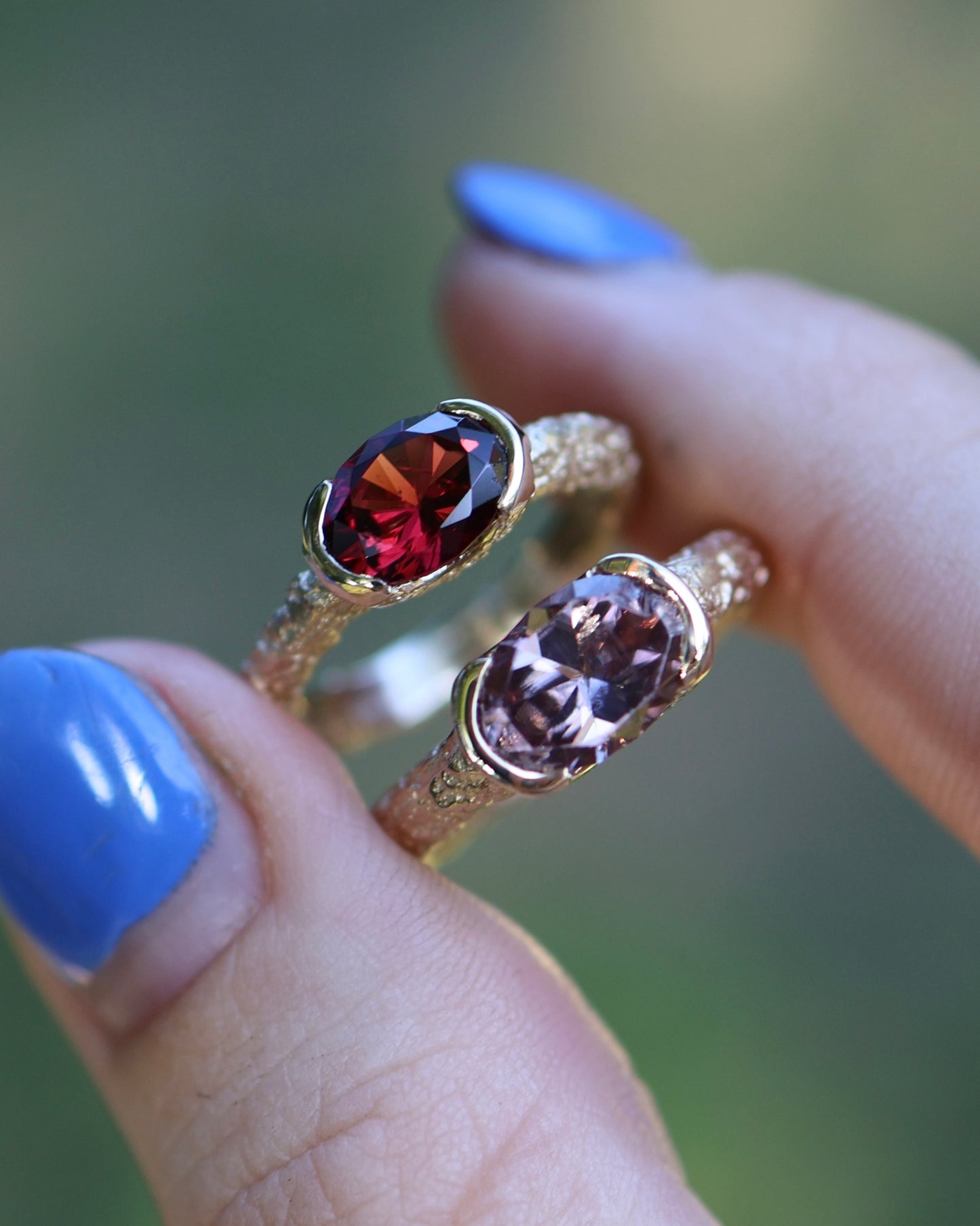 Castle Ring - GARNET - 9ct GOLD - READY TO SHIP- 6.5