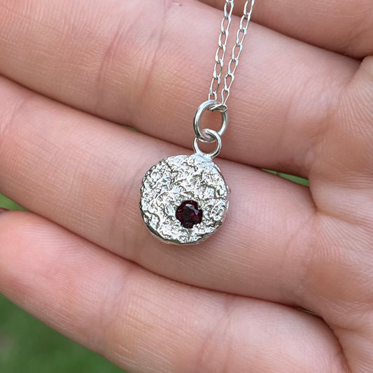 Small Sand Medallion with Garnet