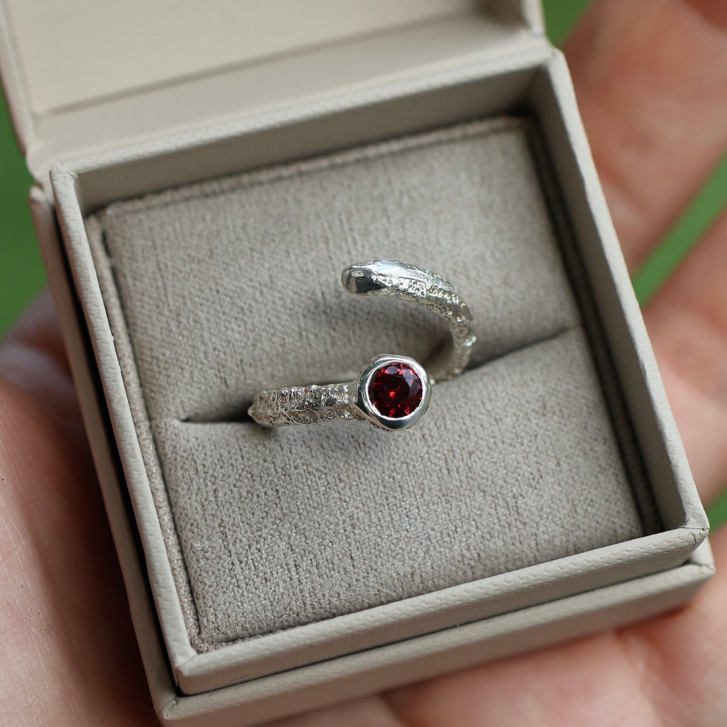 Open Garnet Ring - size 4.5