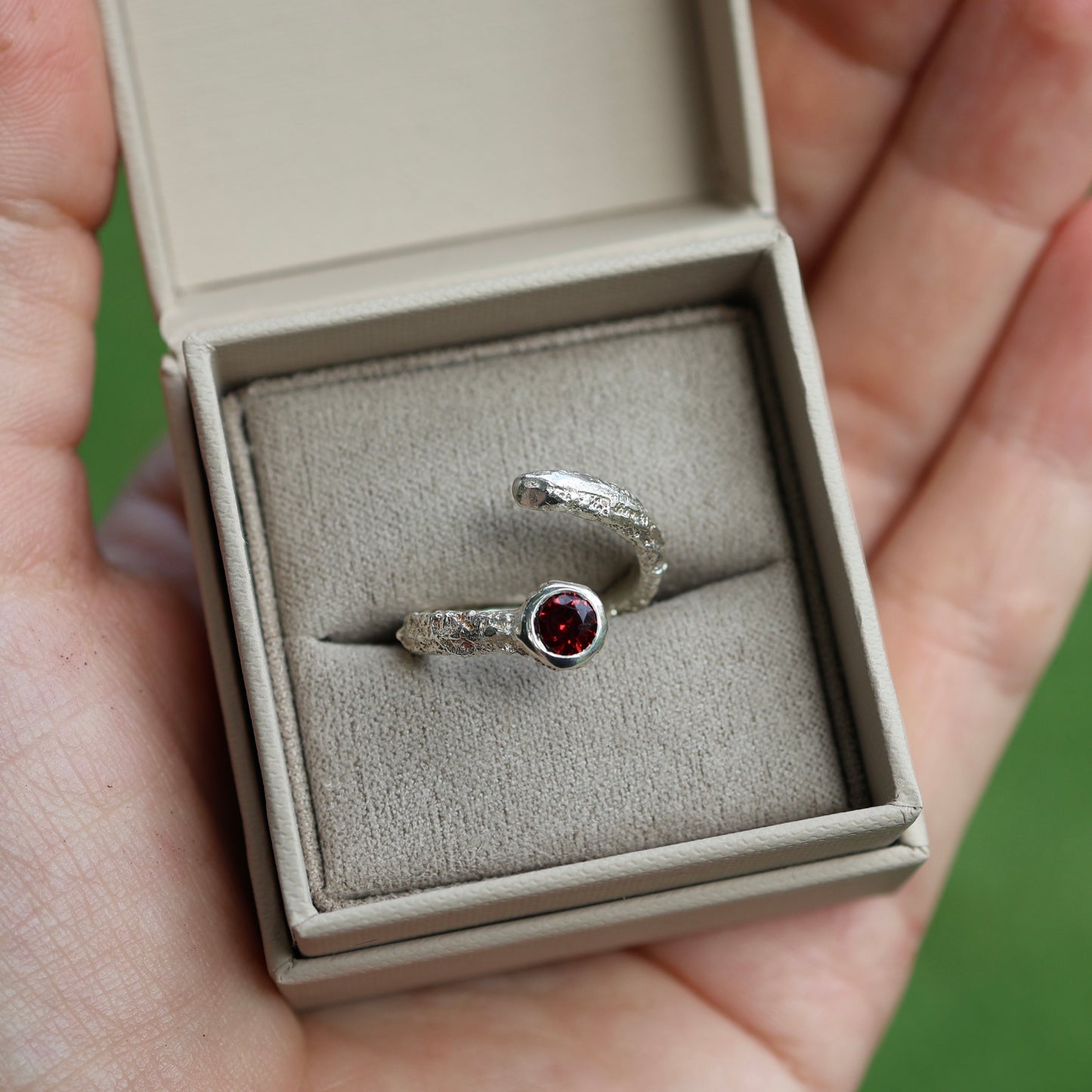 Open Garnet Ring - size 4.5