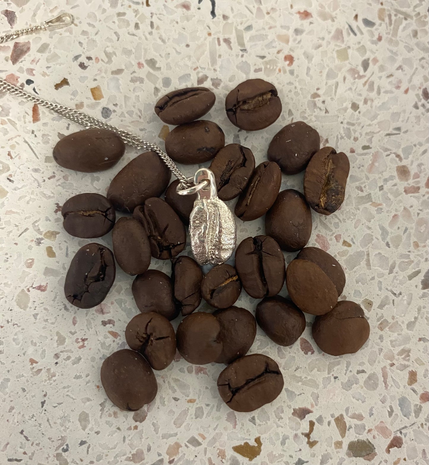 Coffee Bean Pendant Sand Cast - READY TO SHIP