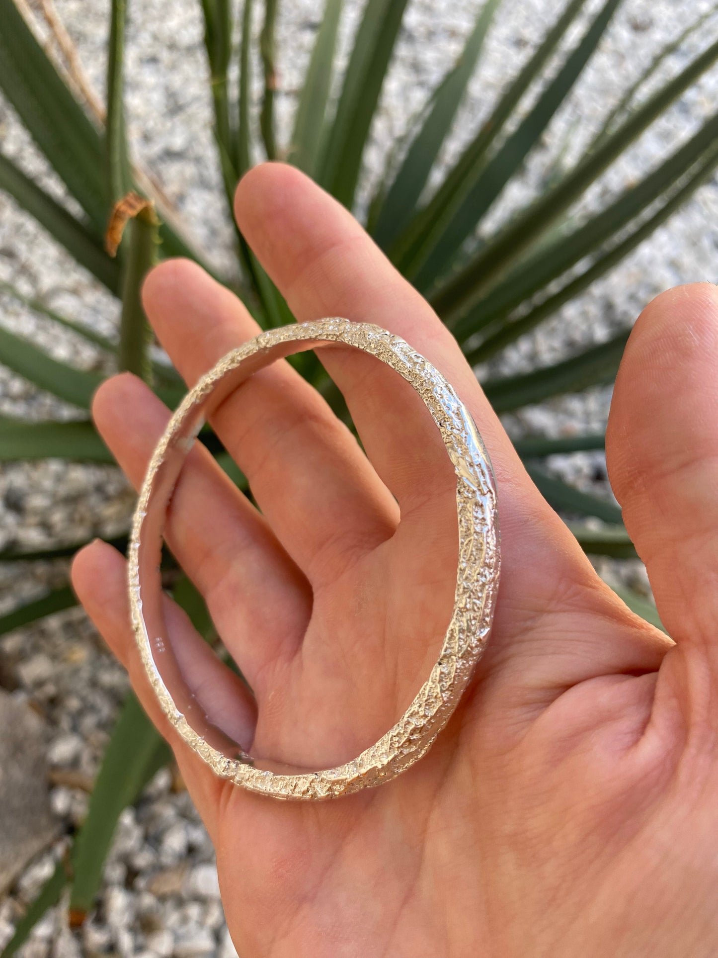 Sterling Silver Sand Bangle 6mm and 3mm - READY TO SHIP