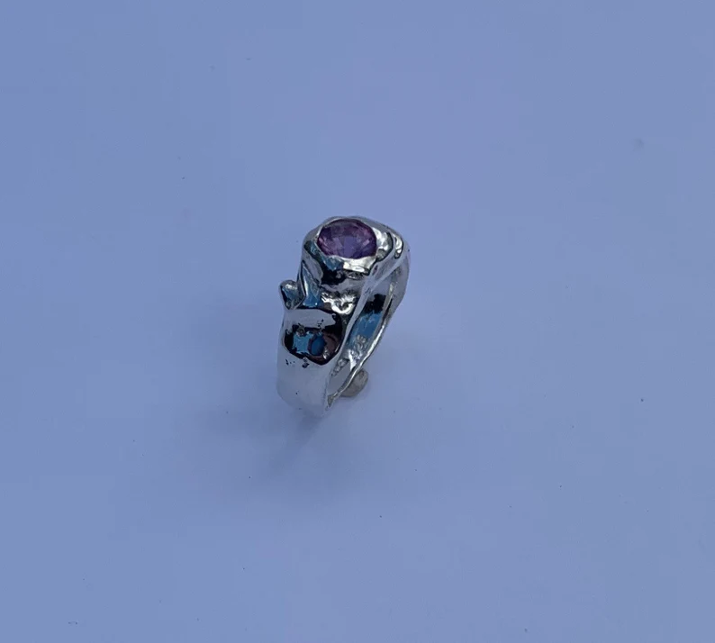 Large MOLTEN Ring with Amethyst - READY TO SHIP